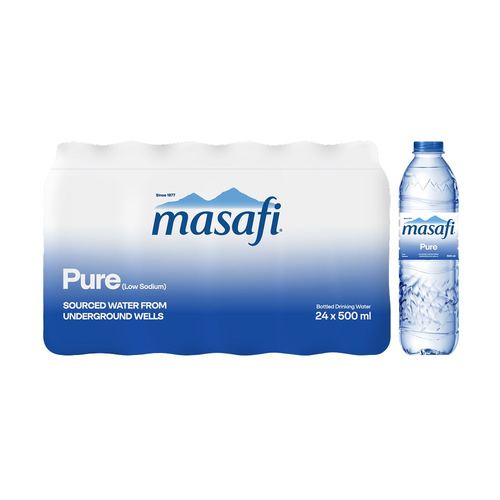 آب آشامیدنی مصفی ۵۰۰ میلی‌لیتری (بسته ۲۴ عددی) — Masafi Pure 500ml x 24